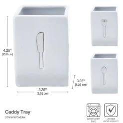 Flatware Caddies|Towle® Living 3 Piece Flatware Caddy with Wood Tray