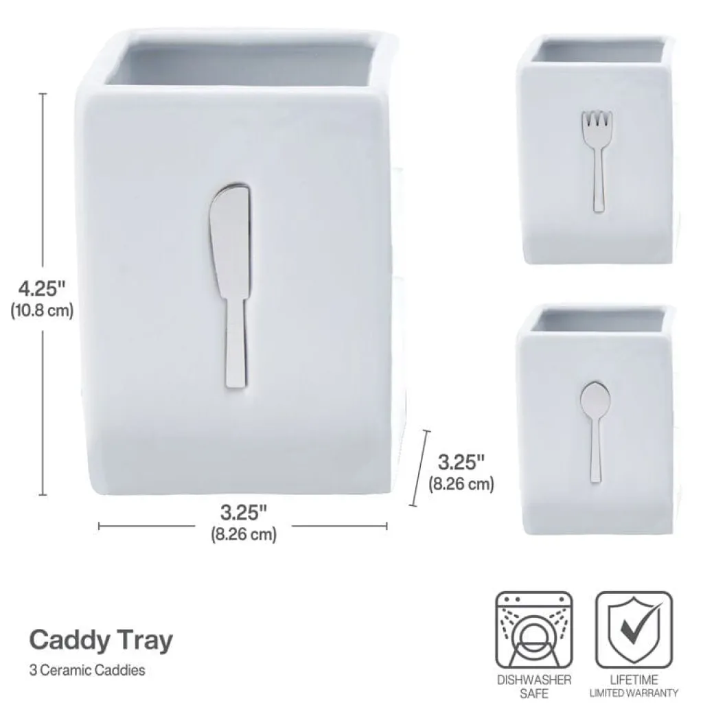 Flatware Caddies|Towle® Living 3 Piece Flatware Caddy with Wood Tray