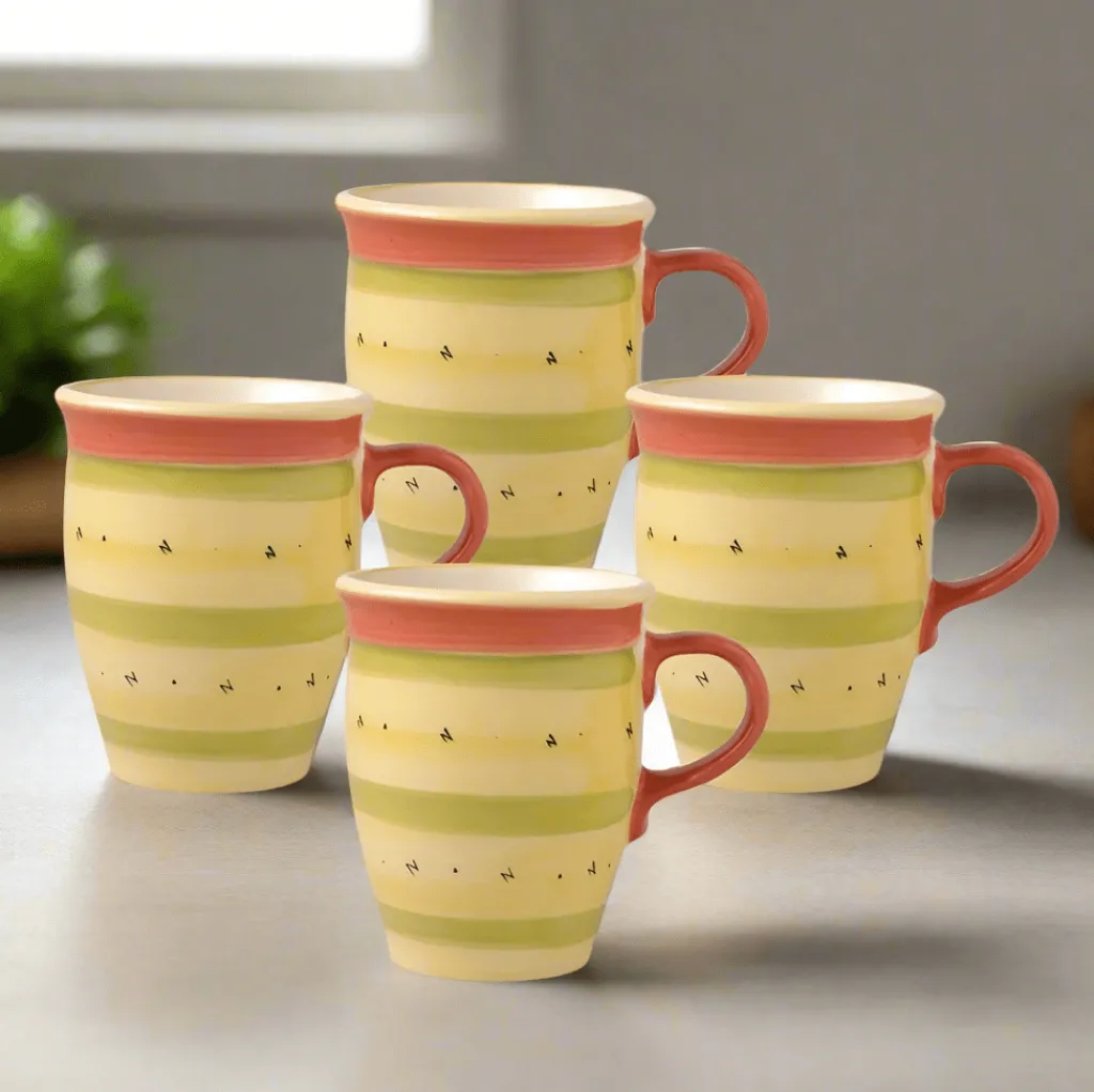 Coffee Mugs|Pfaltzgraff® Pistoulet® Set of 4 Mugs with Red Handle