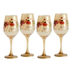 Drinking Glasses|Pfaltzgraff® Plymouth Set of 4 Leaf Luster Wine Glasses