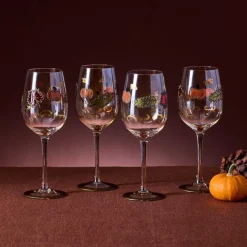 Drinking Glasses|Pfaltzgraff® Plymouth Set of 4 Leaf Luster Wine Glasses
