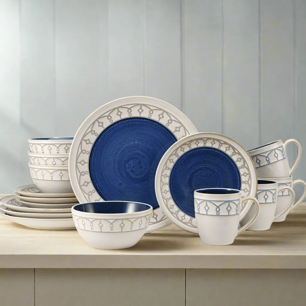 Dinnerware Service For 4|Pfaltzgraff® Remi Blue 16 Piece Dinnerware Set, Service for 4