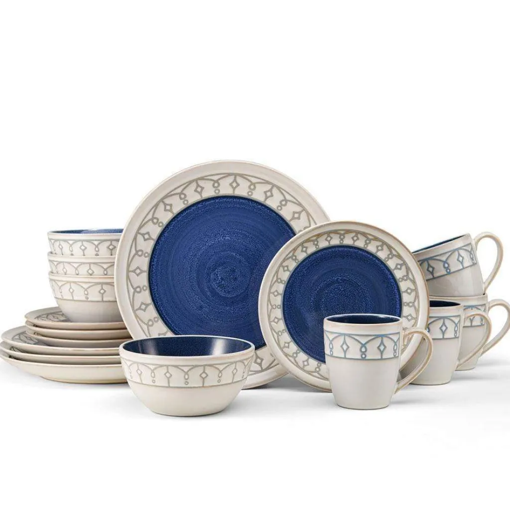 Dinnerware Service For 4|Pfaltzgraff® Remi Blue 16 Piece Dinnerware Set, Service for 4