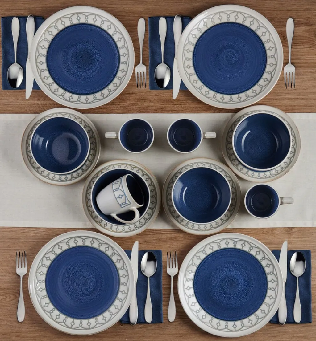 Dinnerware Service For 4|Pfaltzgraff® Remi Blue 16 Piece Dinnerware Set, Service for 4