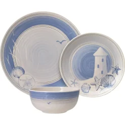 Dinnerware Service For 4|Dinnerware Service For 8|Pfaltzgraff® Rio Beach House Outdoor Melamine Dinnerware Set