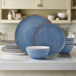 Dinnerware Service For 4|Pfaltzgraff® Rowan Blue 12 Piece Set, Service for 4
