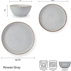 Dinnerware Service For 4|Pfaltzgraff® Rowan Gray Service 12 Piece Set, Service for 4
