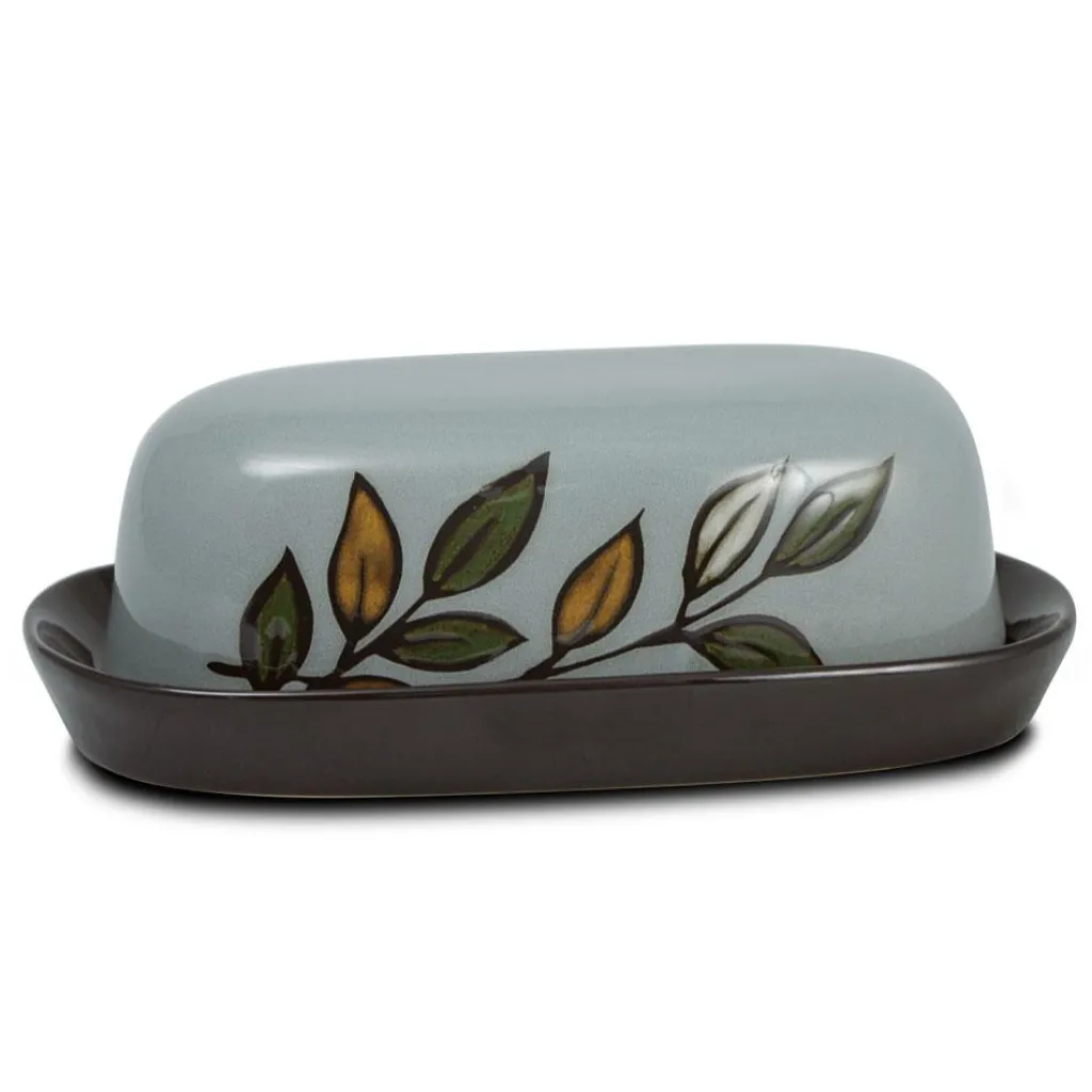 Butter Dishes|Pfaltzgraff® Rustic Leaves Covered Butter Dish