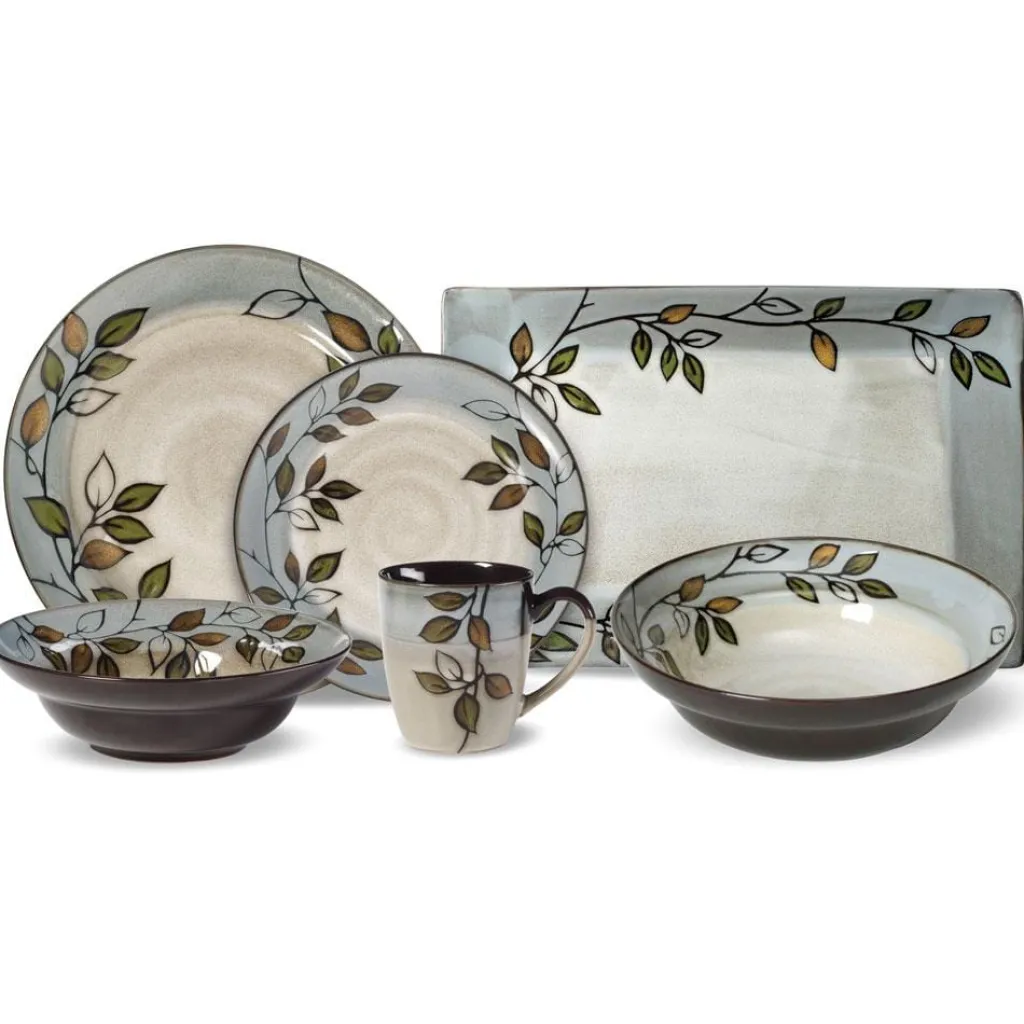 Dinnerware Service For 8|Pfaltzgraff® Rustic Leaves Service for 8 with Serveware