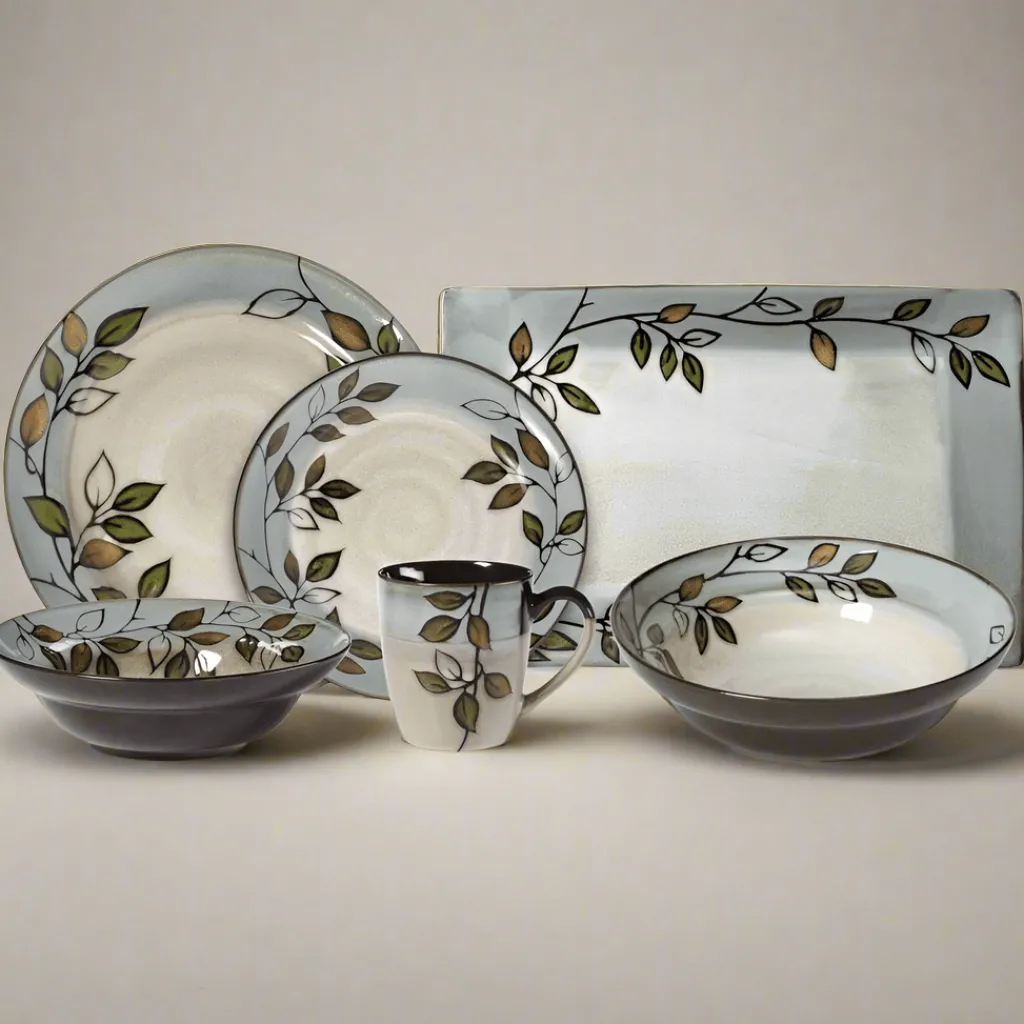 Dinnerware Service For 8|Pfaltzgraff® Rustic Leaves Service for 8 with Serveware