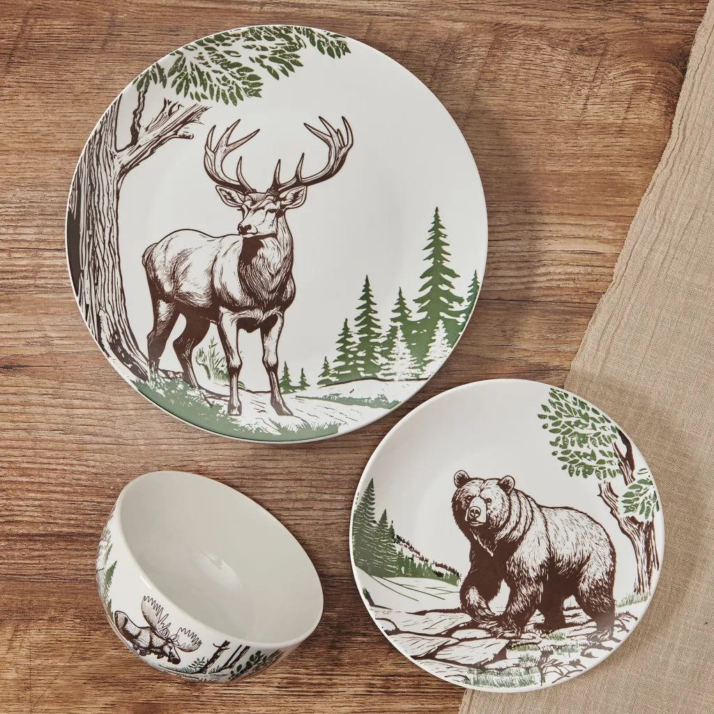 Dinnerware Service For 4|Pfaltzgraff® Rustic Lodge 12 Piece Dinnerware Set, Service for 4