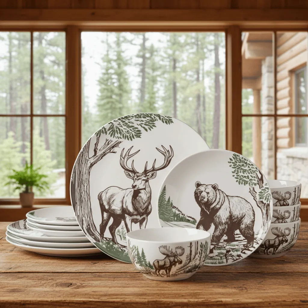 Dinnerware Service For 4|Pfaltzgraff® Rustic Lodge 12 Piece Dinnerware Set, Service for 4