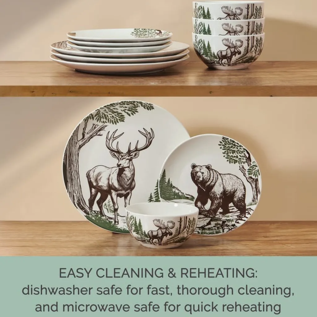 Dinnerware Service For 4|Pfaltzgraff® Rustic Lodge 12 Piece Dinnerware Set, Service for 4