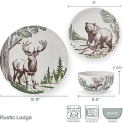 Dinnerware Service For 4|Pfaltzgraff® Rustic Lodge 12 Piece Dinnerware Set, Service for 4