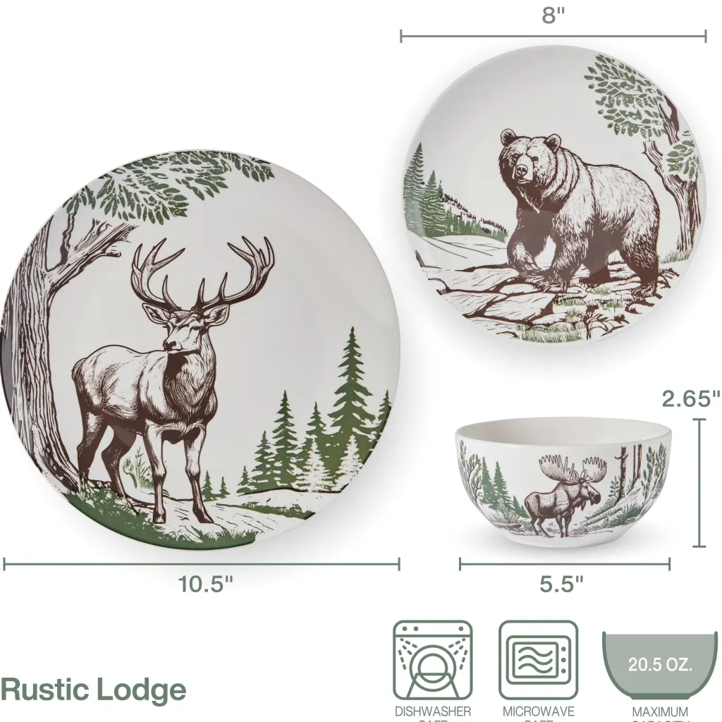 Dinnerware Service For 4|Pfaltzgraff® Rustic Lodge 12 Piece Dinnerware Set, Service for 4