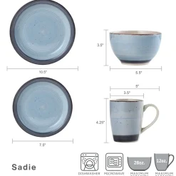 Dinnerware Service For 4|Pfaltzgraff® Sadie Blue 16 Piece Dinnerware Set, Service for 4