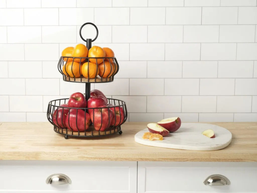 Fruit And Storage Baskets|Gourmet Basics® Savannah 2 Tier Fruit Storage Basket