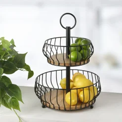 Fruit And Storage Baskets|Gourmet Basics® Savannah 2 Tier Fruit Storage Basket
