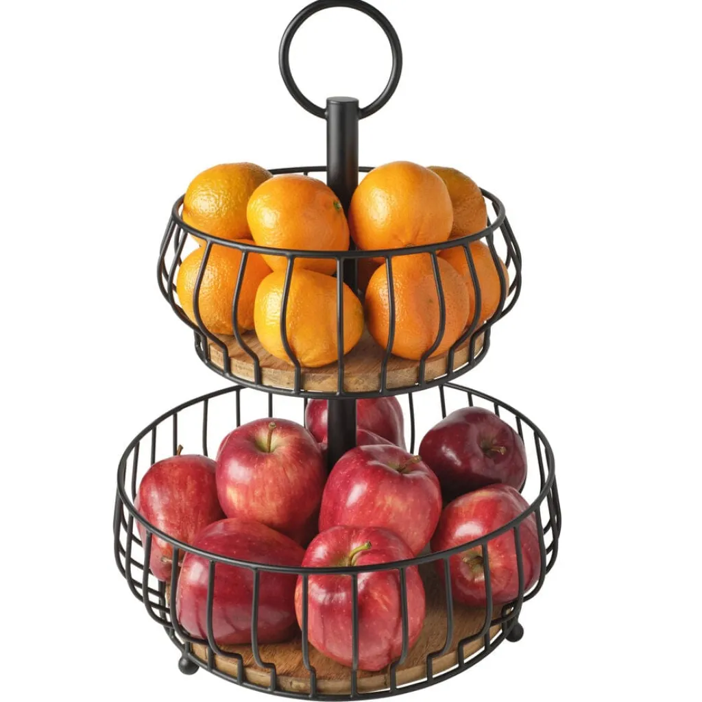 Fruit And Storage Baskets|Gourmet Basics® Savannah 2 Tier Fruit Storage Basket