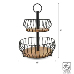 Fruit And Storage Baskets|Gourmet Basics® Savannah 2 Tier Fruit Storage Basket