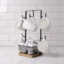 Fruit And Storage Baskets|Gourmet Basics® Stella Mug Tree with Storage Basket