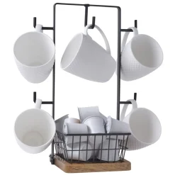 Fruit And Storage Baskets|Gourmet Basics® Stella Mug Tree with Storage Basket