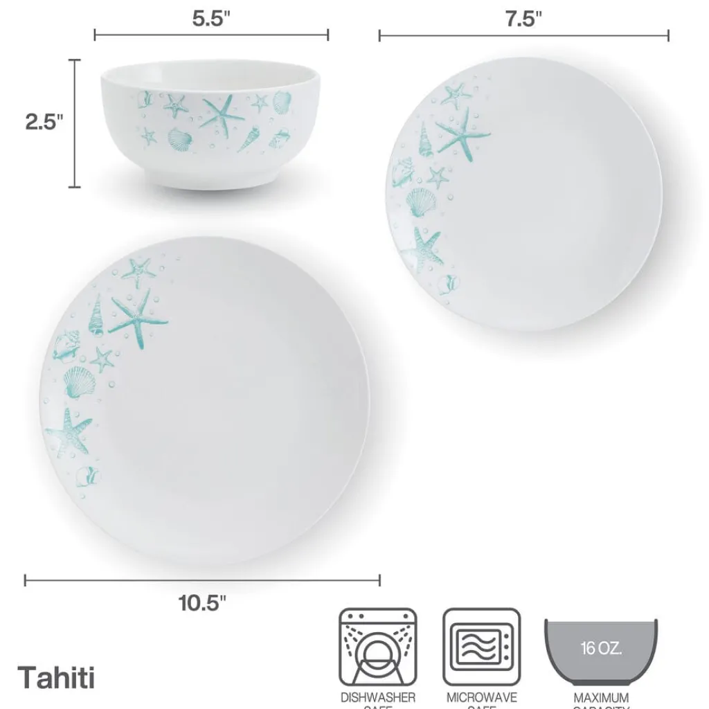 Dinnerware Service For 4|Studio Nova Tahiti 12 Piece Dinnerware Set, Service for 4