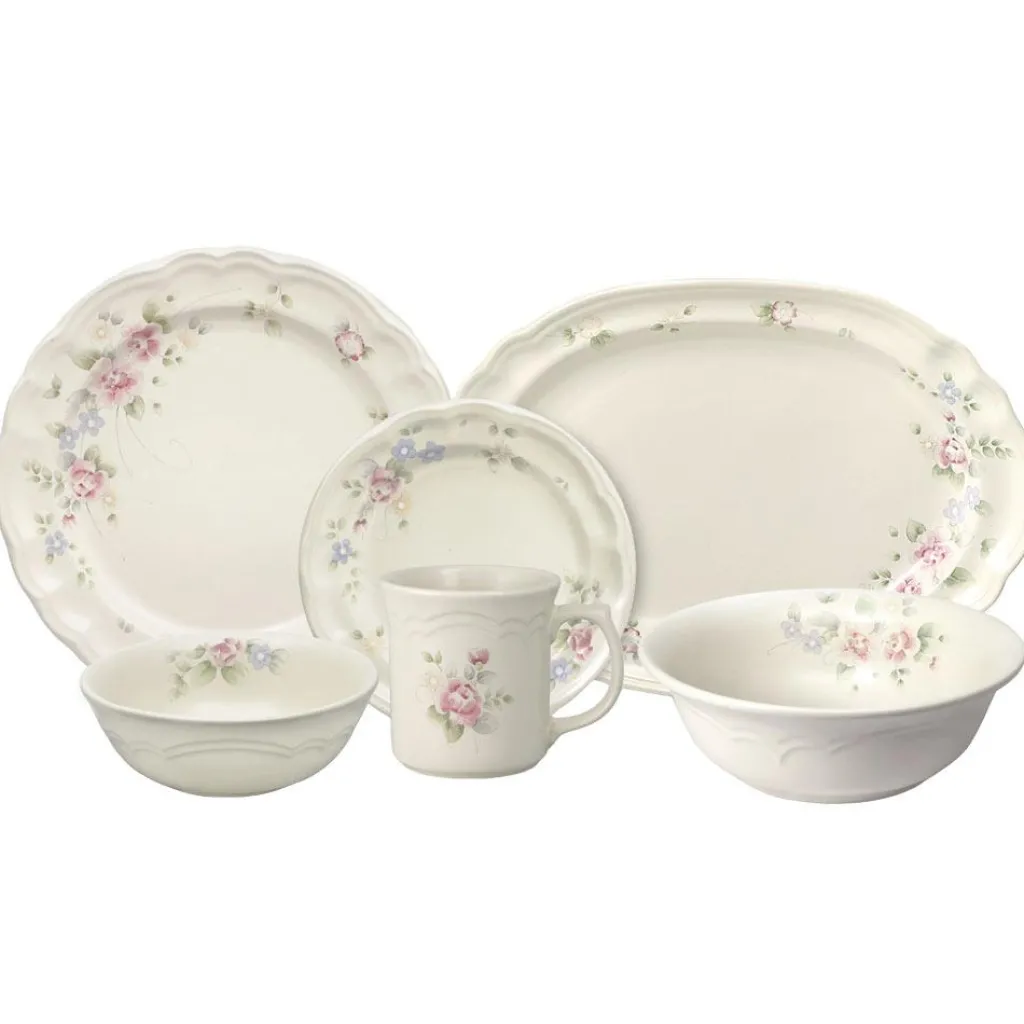 Dinnerware Service For 8|Pfaltzgraff® Tea Rose 32 Piece Dinnerware Set Service for 8 with Serveware
