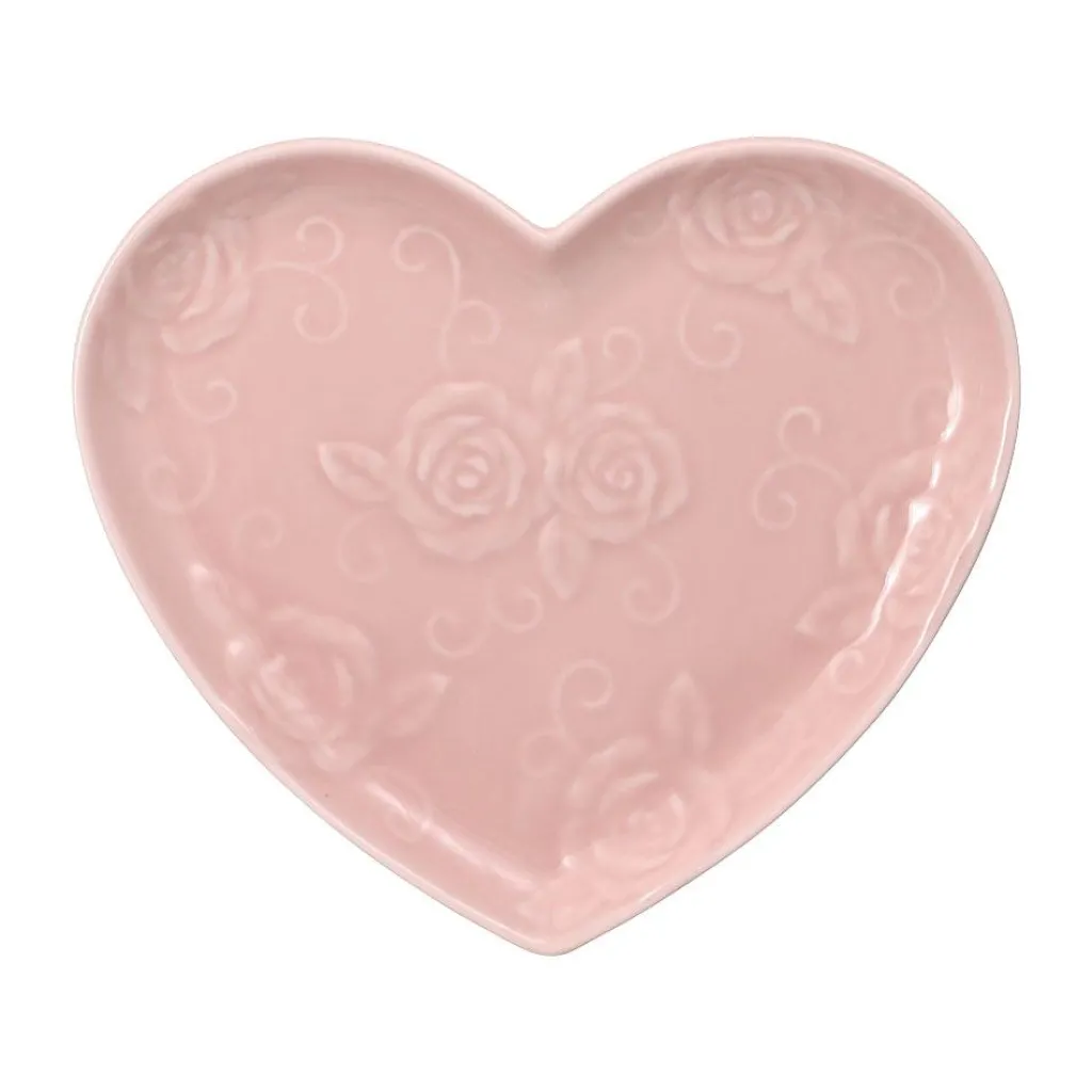 Appetizer Plates|Pfaltzgraff® Tea Rose Pink Heart Shaped Plate