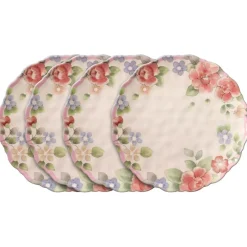 Dinner Plates|Pfaltzgraff® Tea Rose Set of 4 Outdoor Melamine Dinner Plates