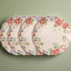 Dinner Plates|Pfaltzgraff® Tea Rose Set of 4 Outdoor Melamine Dinner Plates