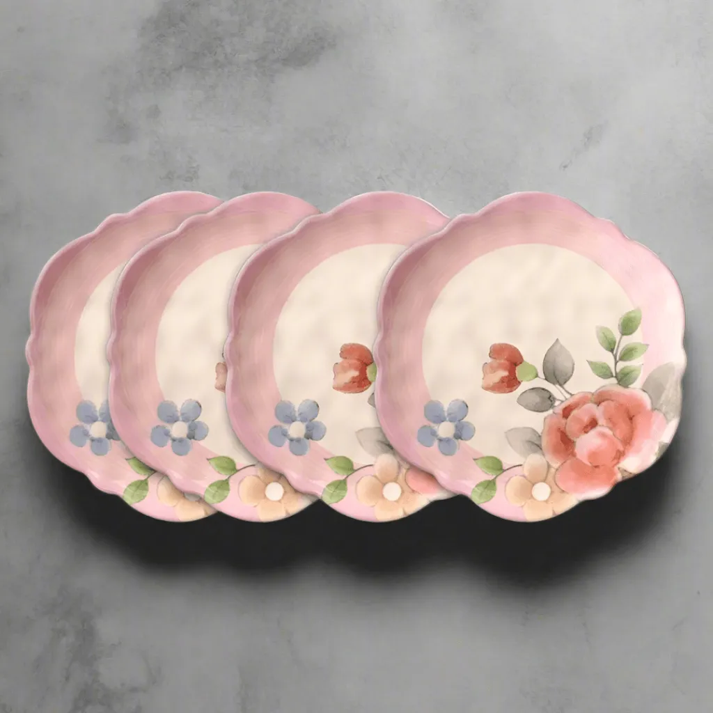 Salad Plates|Pfaltzgraff® Tea Rose Set of 4 Outdoor Melamine Salad Plates