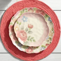 Salad Plates|Pfaltzgraff® Tea Rose Set of 4 Outdoor Melamine Salad Plates