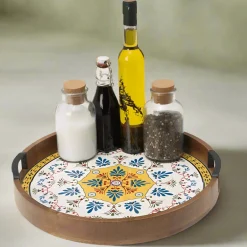Lazy Susans|Gourmet Basics® Tile Design Lazy Susan Serve Tray