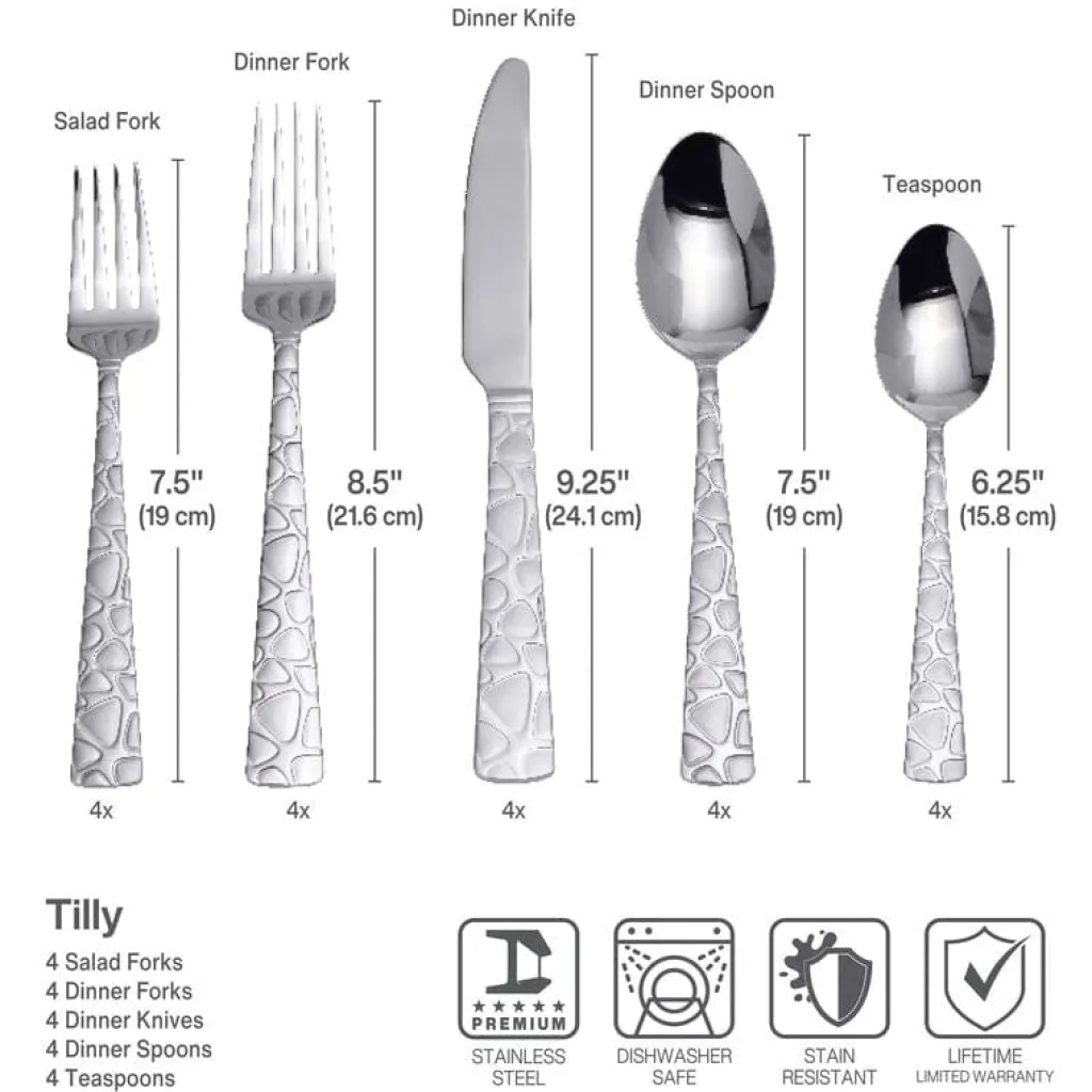 Sets|Gourmet Basics® Tilly 20 Piece Flatware Set, Service for 4