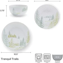 Dinnerware Service For 4|Pfaltzgraff® Tranquil Trails 12 Piece Dinnerware Set, Service for 4