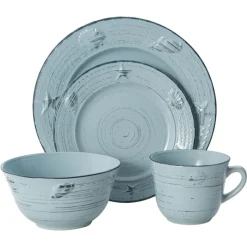 Dinnerware Service For 4|Pfaltzgraff® Trellis Coastal Teal 16 Piece Dinnerware Set, Service for 4