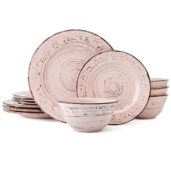 Dinnerware Service For 4|Pfaltzgraff® Trellis Pink 12 Piece Dinnerware Set, Service for 4