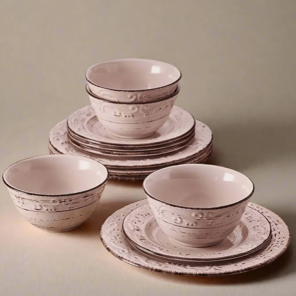 Dinnerware Service For 4|Pfaltzgraff® Trellis Pink 12 Piece Dinnerware Set, Service for 4