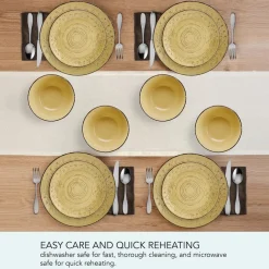 Dinnerware Service For 4|Pfaltzgraff® Trellis Sunflower 12 Piece Dinnerware Set, Service for 4