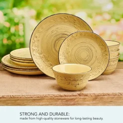 Dinnerware Service For 4|Pfaltzgraff® Trellis Sunflower 12 Piece Dinnerware Set, Service for 4
