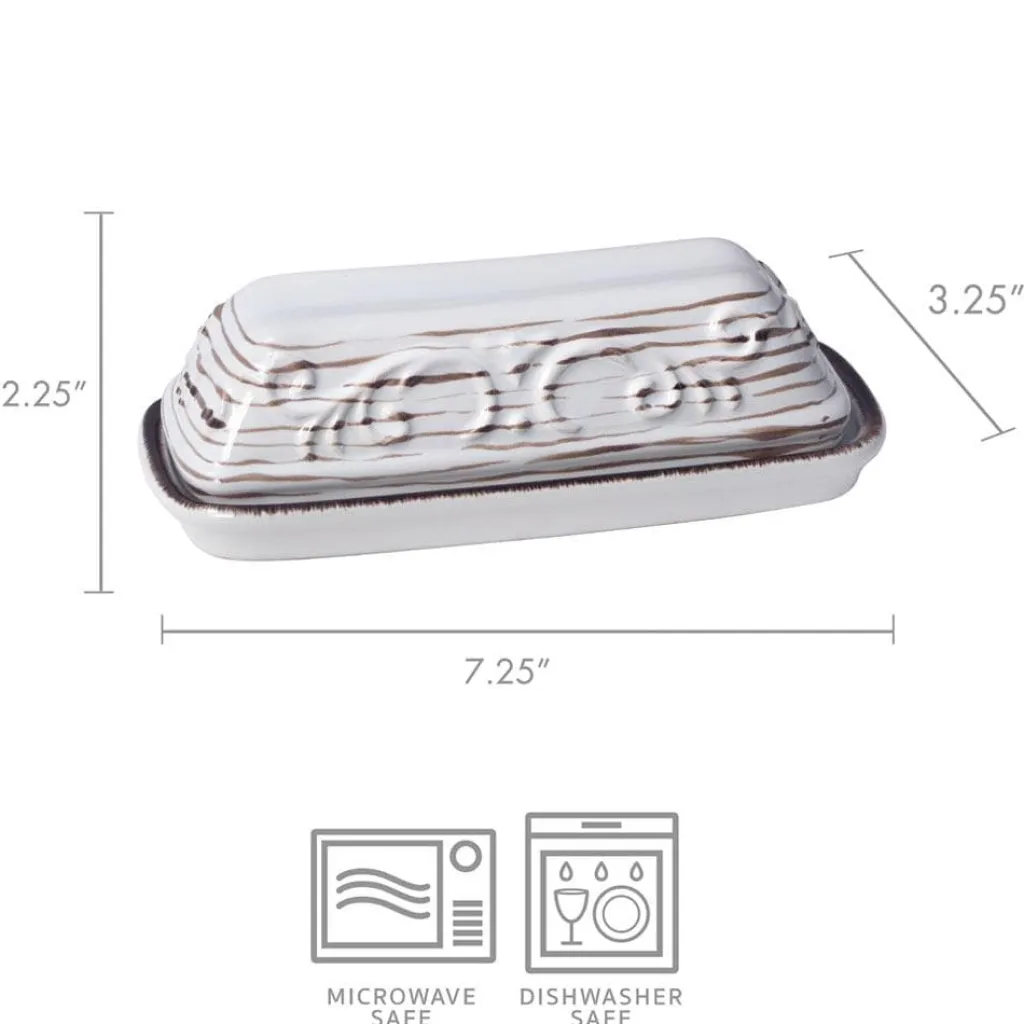 Butter Dishes|Pfaltzgraff® Trellis White Covered Butter Dish