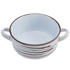 Soup Cereal Bowls|Pfaltzgraff® Trellis White Double Handled Soup Bowl