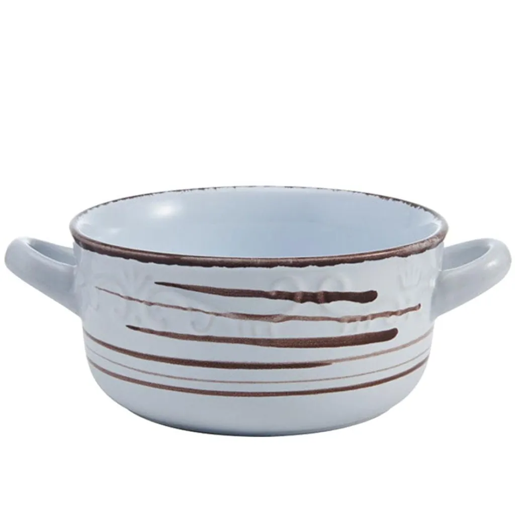 Soup Cereal Bowls|Pfaltzgraff® Trellis White Double Handled Soup Bowl