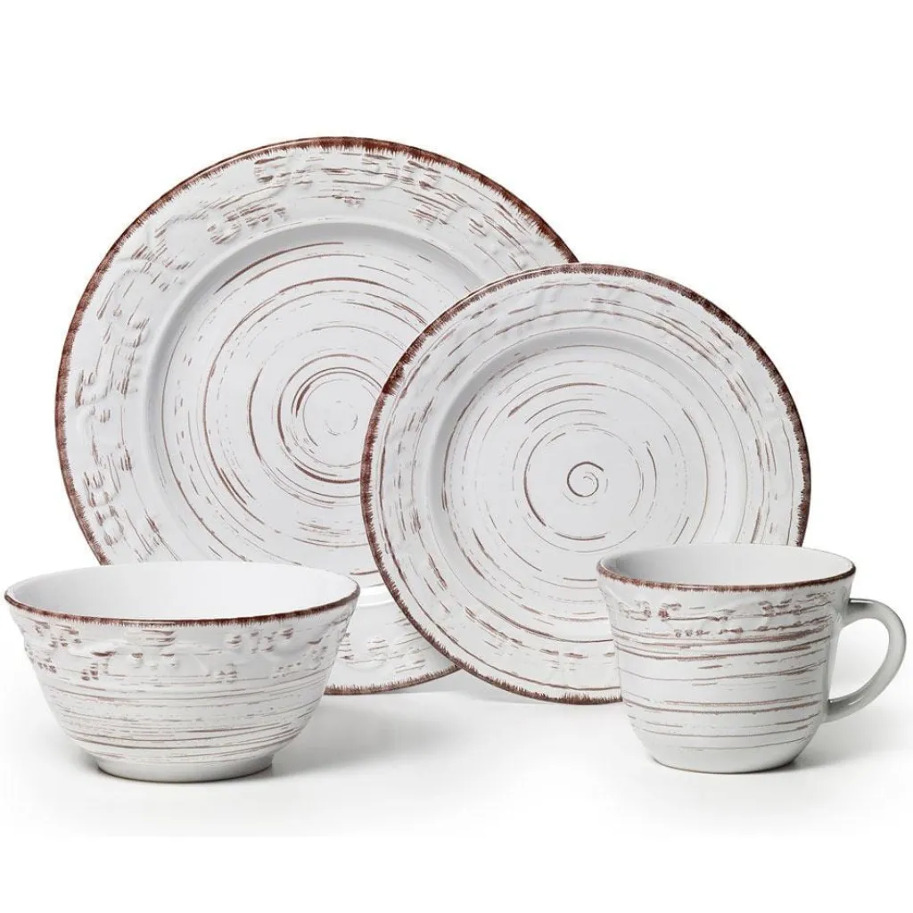 Dinnerware Service For 4|Pfaltzgraff® Trellis White 16 Piece Dinnerware Set, Service for 4