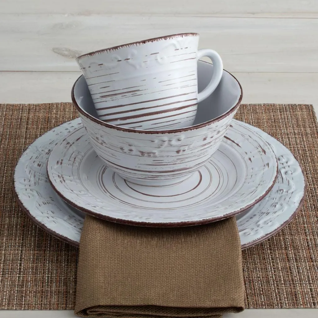 Dinner Plates|Pfaltzgraff® Trellis White Set of 4 Dinner Plates