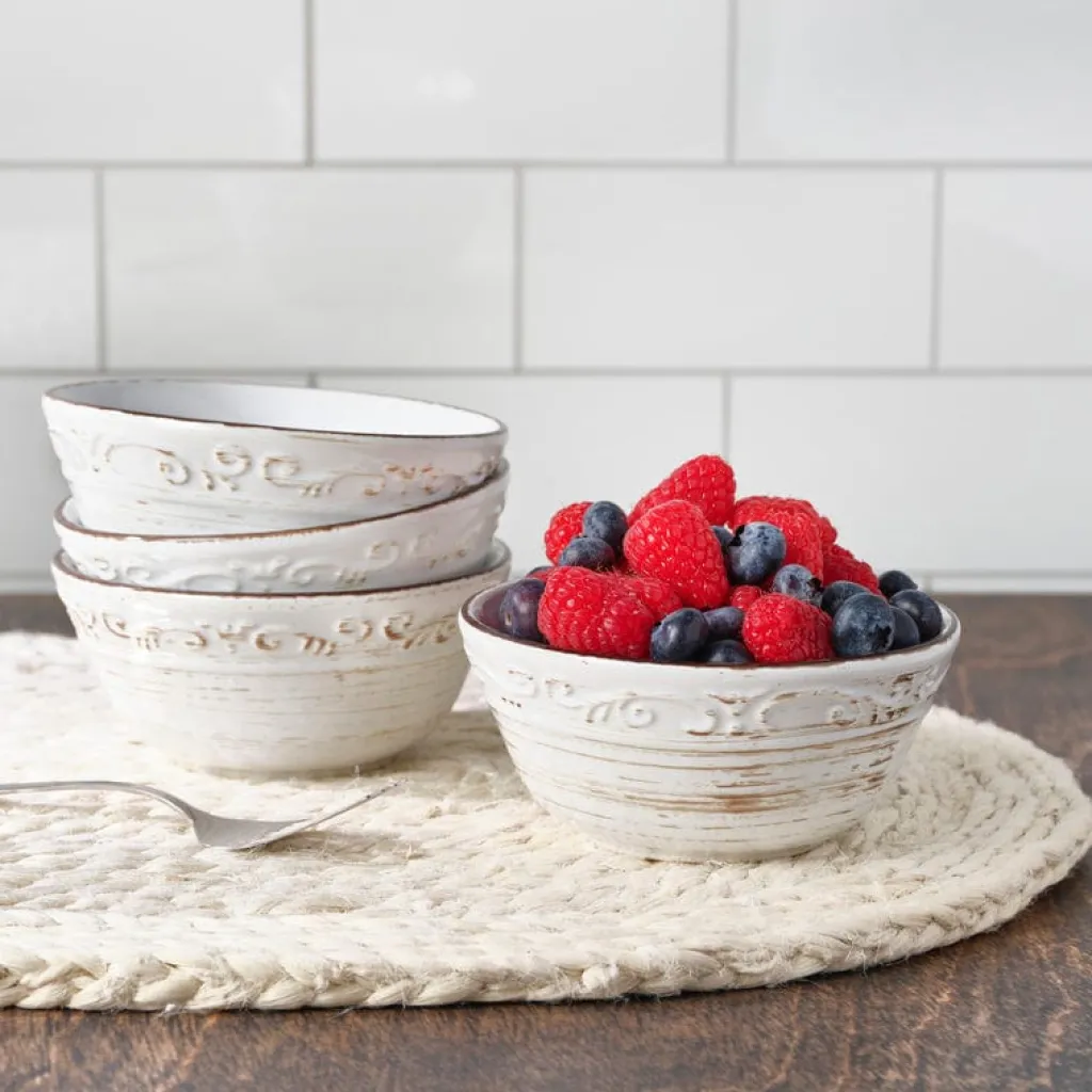 Fruit Bowls|Pfaltzgraff® Trellis White Set of 4 Fruit Bowls