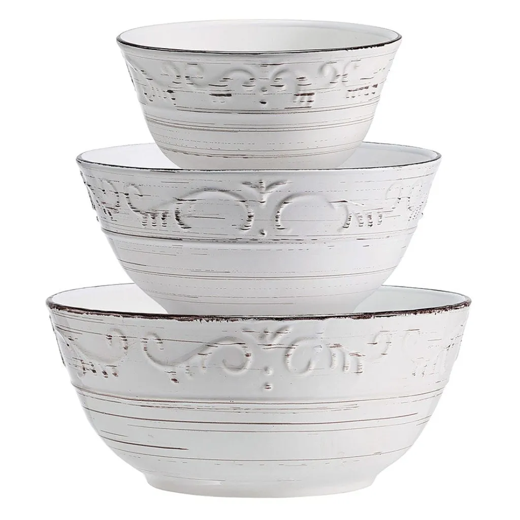 Serve Bowls|Pfaltzgraff® Trellis White Set of 3 Serving Bowls