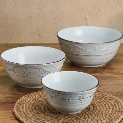 Serve Bowls|Pfaltzgraff® Trellis White Set of 3 Serving Bowls