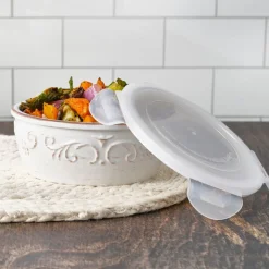 Serve Bowls|Pfaltzgraff® Trellis White Storage Bowl with Lid